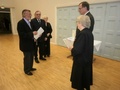 Naisvuoren Eläkkeensaajat 20v 8.1.2012. Onnittelemassa Ilkka Järvinen, Jouko ja Sirpa Muhonen.
